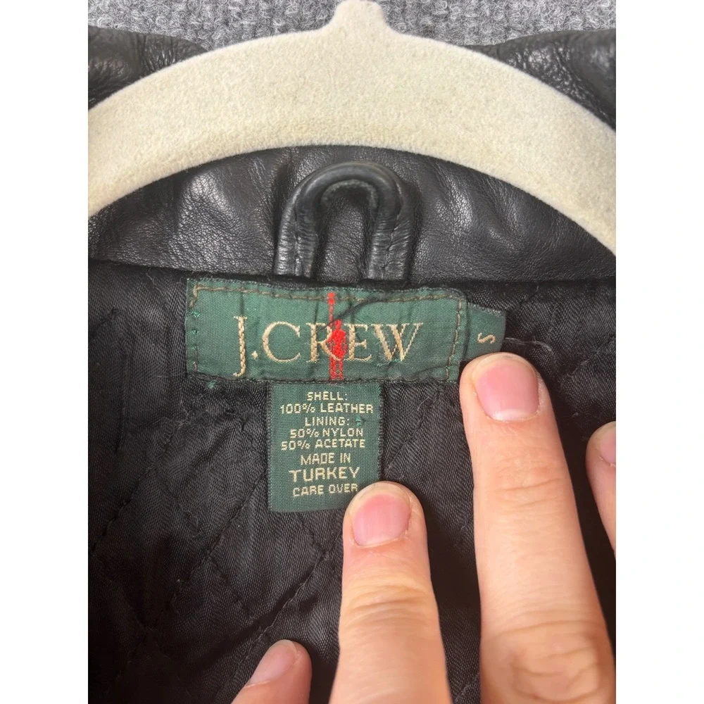 J Crew Leather Jacket Mens‎ Size S Black Zip Front Quilted Lined Collared